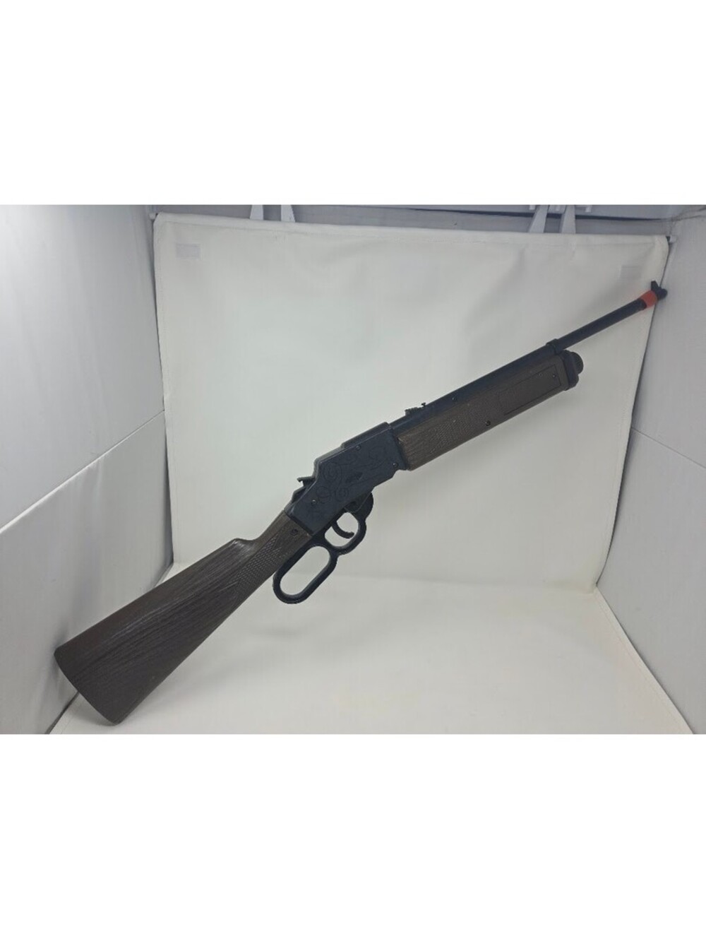 IDEAL Lever Action Toy Rifle Lighted Scope Brown Black Vintage Plastic Battery